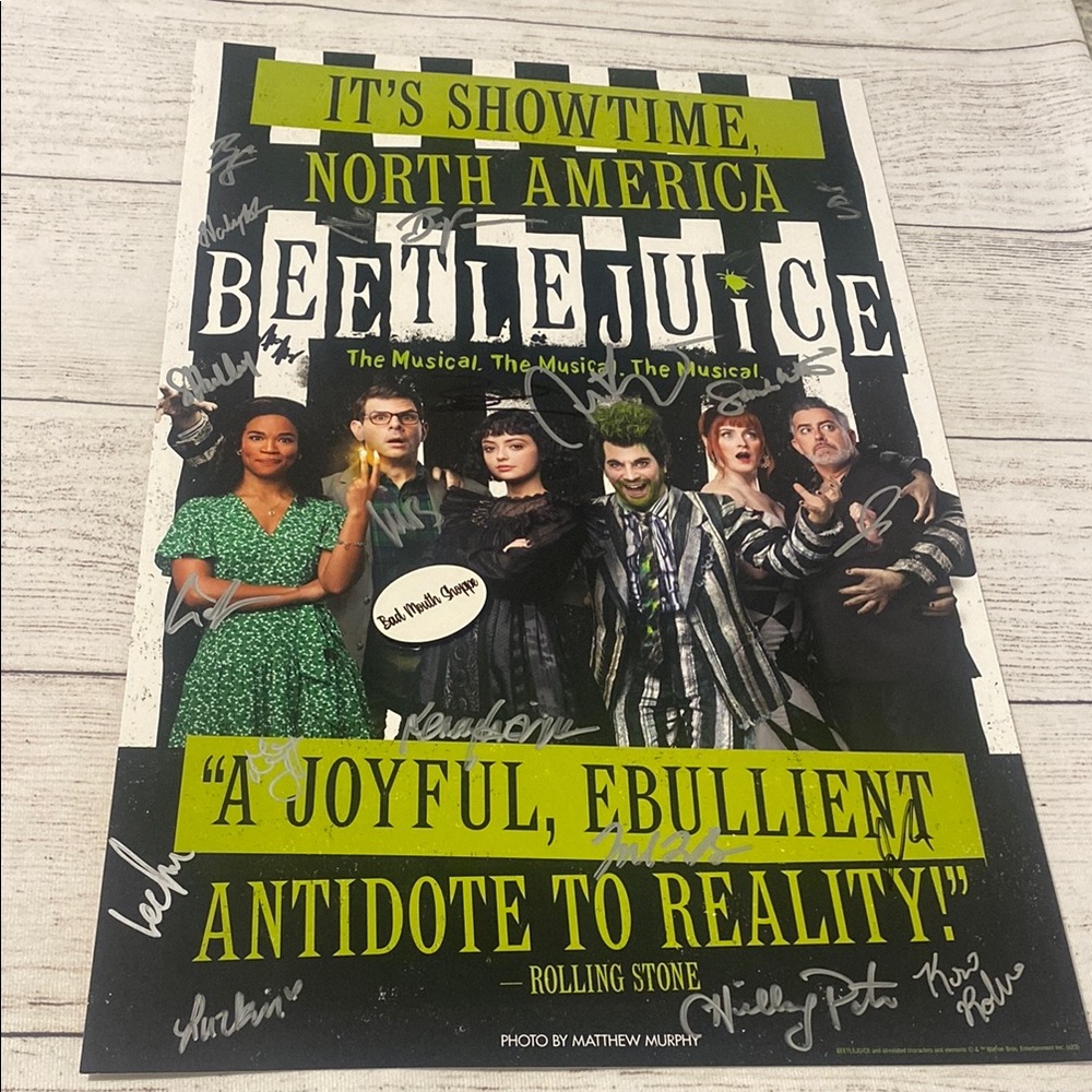 *Beetlejuice Beetlegeuse Broadway North American Tour Signed Production Poster
